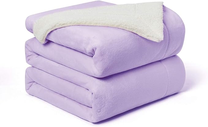 Walensee Sherpa Fleece Blanket (King Size 108”x90” Lavender) Plush Throw Fuzzy Super Soft Reversible Microfiber Flannel Blankets for Couch, Bed, Sofa Ultra Luxurious Warm and Cozy for All Seasons