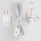 Brightown Accessory Cord with 2 LED Light Bulbs - UL Listed 5 Feet Christmas Village Cords, Rotary Switch, Fused Plug for Crafts, Halloween Pumpkin, Holiday Ornaments, White Cord, Warm White, 2 Pack
