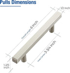 JOY DECOR 10 Pack 3-3/4 Inch Brushed Nickel Square Cabinet Handles Stainless Steel Cabinet Hardware Pulls for Kitchen and Drawers with 6 Inch Overall Length