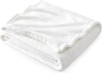 Bedsure GentleSoft White Fleece Throw Blanket - 300GSM Blankets for Couch, Sofa, Bed, Soft Lightweight Plush Cozy Throws for Toddlers, 50x60 inches