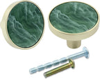 6 Pcs Gold Knobs for Dresser Drawers, Round Dresser Cabinet Knobs Pulls for Kitchen Cabinet Cupboard Door Furniture Decorative, Green
