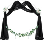 Socomi Wedding Arch Draping Fabric 3 Panels 29" x 18Ft Black Sheer Curtain Drapes 6 Yards for Wedding Baby Shower Ceremony Birthday Party Decoration