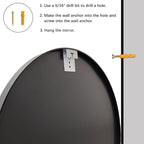 Black Circle Mirror, Round Bathroom Mirror 20 inch, Round Wall Mirror Metal Frame, Circle Mirrors for Bathroom, Vanity, Bedroom, Hallway.