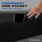 DREAMCARE California King Sheet Sets - Cooling Bed Sheets - 4pcs Set - up to 15" Deep Pocket Cal King Sheets - California King Sheets - Soft & Lasting 100% Brushed Polyester with Side Pocket - Black