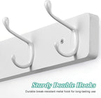 Heavy Duty Coat Rack Wall Mount - White Coat Hooks Wall Mounted for Sunglasses Jackets Hats Purse Dog Leashes Towels - Coat Hanger for Entryway Closet Mudroom Laundry Room Bathroom