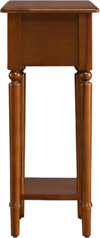 Leick Home Coastal End Table, Solid Wood, 1 Drawer, Bottom Display Shelf, Easy-Assembly, For Living Room/Bedroom, Rich Pecan Brown, 23.5 in. L x 10.0 in. W x 24 in. H, 20017-PC