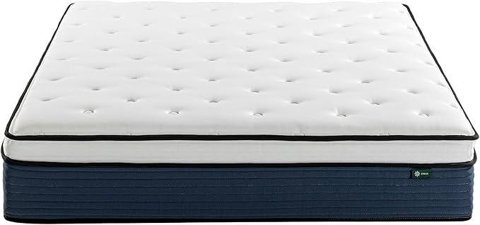 ZINUS 12 Inch Comfort Support Hybrid Mattress [New Version], Queen, Fiberglass Free, Medium Plush, Motion Isolation, Certified Safe Foams & Fabric, Mattress in A Box