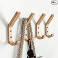 Wooden Coat Hooks Wall Hooks,Natural Oak Wood Hooks Decorative Vintage Wood Wall Hooks Organizer Heavy Duty Wall Mounted Hooks for Hanging Coats, Key, Cap, Cup (6 Pack)