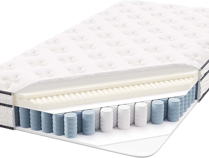 Modway Jenna 8” Innerspring and Memory Foam Twin Mattress With Individually Encased Coils, White