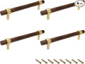 Drawer 6.69"/170mm Pulls Brass Walnut Kitchen Wardrobe Cabinet Hardware Pull Handle with Screw, 4Pcs