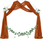 Socomi Wedding Arch Draping Fabric 3 Panels 29" x 19Ft Terracotta Sheer Chiffon Curtain Drapes 6 Yards for Wedding Ceremony Birthday Party Decoration