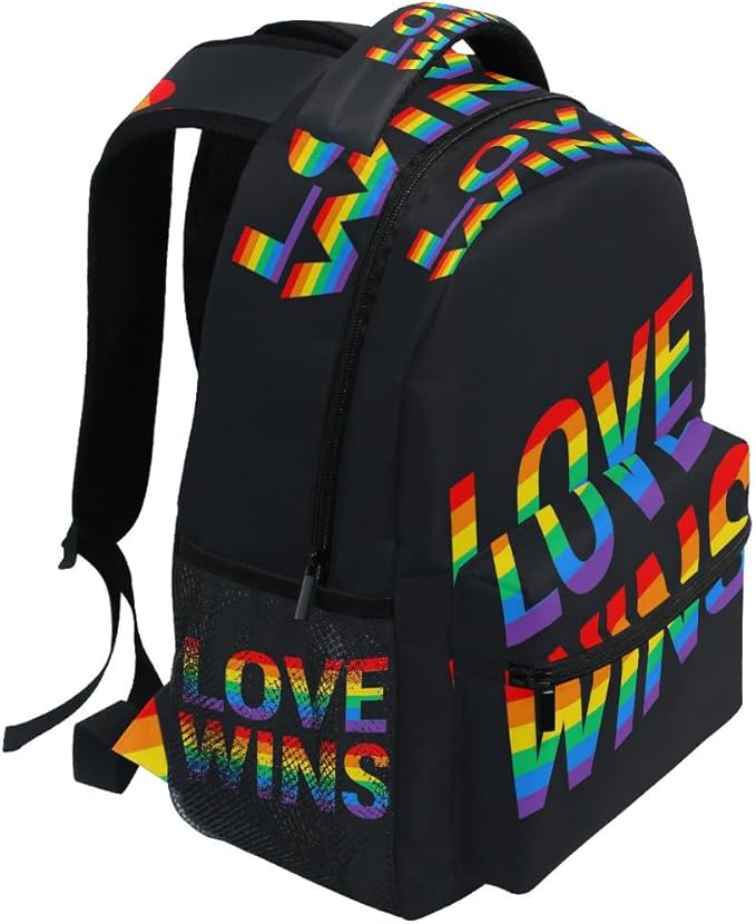 School Backpack Love Wins Pride Rainbow Teens Girls Boys Schoolbag Travel Bag
