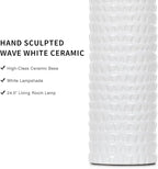 24.5" Modern Ceramic Table Lamps for Living Room ，Farmhouse Nightstand Lamps Set of 2 with White Linen Shade Office Reading Lamp ，Bedroom Lamps for Bedside End Table, Bedroom, Living Room, White
