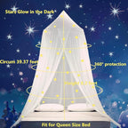 Eimilaly Stars Bed Canopy Glow in The Dark, Bed Canopy for Girls Mosquito Net, Princess Canopy for Girls Bed Room Decor, Green