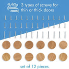 12 Pack Wood Cone Cabinet Knobs (Light) - 1 ½ " Diameter Round Shape - Wooden Drawer Pulls for Cabinets Doors, Dresser and Drawers Knob, Kitchen Cabinet Door Handle