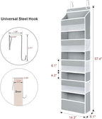 Univivi Hanging Storage Organizer Nursery Closet Cabinet Baby Storage with 5 Large Compartments 6 Side Pockets for Cosmetics, Toys and Sundries (Grey)