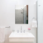 Ruomeng Rectangle Wall Mirror Frameless Bathroom Mirror 16” x 24" Beveled Edge Mirror for Vanity and Entryway