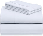 LuxClub 4 PC Sheet Set Bed Sheets Deep Pockets 16" Eco Friendly Wrinkle Free Cooling Machine Washable Hotel Bedding Silky Soft - Baby Blue California King