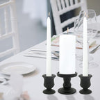 Black Unity Candle Holder - Glass Candle Holders for Pillar Candles Taper Candles, Glass Candlestick Holders Set of 3, Decorative Clear Glass Candlestick Holder for Wedding Church Centerpiece