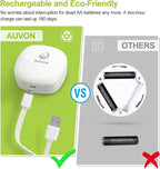 AUVON Rechargeable Battery Night Light, Mini with Motion Sensor, Warm White LED Stick-On Closet Light with Dusk to Dawn Sensor, Adjustable Brightness for Wall, Stairs, Hallway, Cabinet (2 Pack)