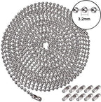 Vinaco Pull Chain, 2 Pieces 36 Inch Stainless Steel Bead Chain, Great Pulling Force & Rustproof, 6 Size, 3.2mm ball chain with 4 free Matching Connectors - Silver (36 inch)