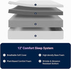Avenco King Size Mattress, 12 Inch King Memory Foam Mattress in a Box for Comfort Sleep & Pain Relief, CertiPUR-US Certified King Mattresses Soft