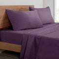 Mejoroom Striped Full Size Sheets – Extra Soft Full Size Bed Sheets - 16inches deep Pocket Full Sheet Set, Breathable, Wrinkle, Fade and Stain Resistant - 4 Piece (02-Purple)