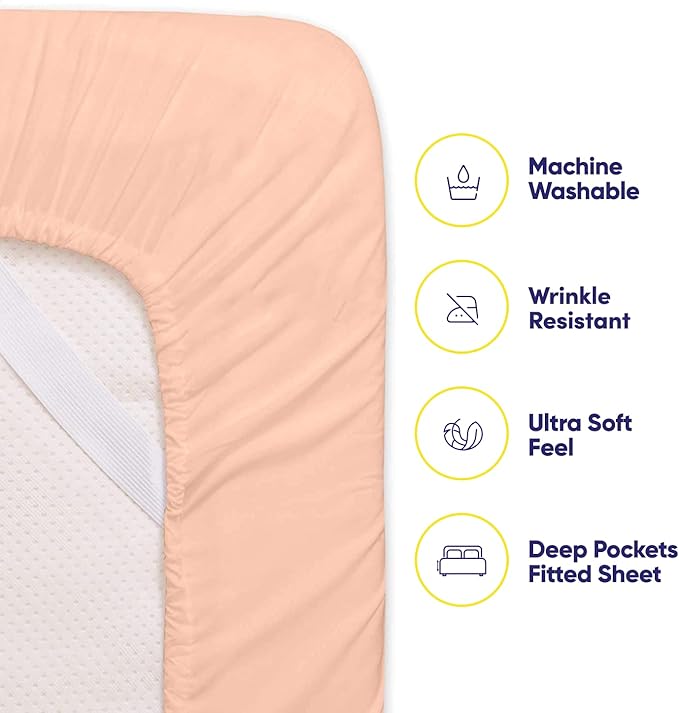 Twin XL Size Bed Sheets - 4 Piece 1500 Supreme Collection Fine Brushed Microfiber Deep Pocket Twin X-Large Sheet Set Bedding - 1 EXTRA PILLOW CASES, GREAT VALUE, Twin XL, Peach