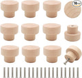 16PCS Wood Knobs Flat Top Round Cabinet Knobs 1.39"(35mm) Unfinished Wooden Dresser Drawer Pulls Kitchen Cabinet Handles