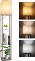RUNTOP Floor Lamp with Shelves, Shelf Lamp with 3 Color Temperature LED Bulb,Lamps for Living Room, Standing Lamp Modern Tall Standing Light Display Shelf Floor Lamps for Bedroom, Office Home Decor