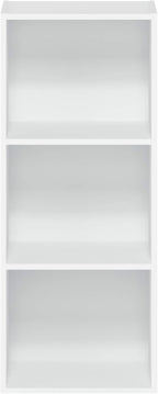 Furinno LUDER Book Shelf, 3-Cube Bookshelf, Bookcase, 9.3" x 12" x 31.5", for Living Room, Bedroom, Home Office, White