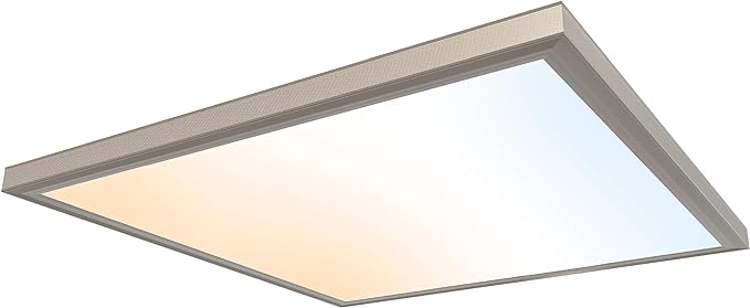 Ultralux 2x2 ft Surface Mount Ceiling Light Panel – Slim, Edge Lit, Flush Mount Flat Panel for Kitchen, Home & Office - TRIAC Dimmable, 3CCT Adjustable Color Temperature (Brushed Nickel, 1 Pack)