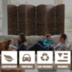 Room Divider 6 Panel Folding Privacy Divider 6 Ft Indoor Wall Divider Portable Partition Wood Screen, Brown