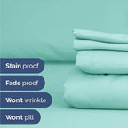 Twin 4 Piece Sheet Set - Comfy Breathable & Cooling - Ultra Soft Hotel Luxury Bedding Set w/ 8-16 Inch Deep Pockets - 1 Flat & 1 Fitted Sheet & 2 Pillowcases - Wrinkle Free and Easy Care - Spa Blue