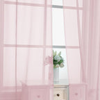 OVZME Blush Pink Sheer Curtains 84 Inches Long 2 Panels - Soft Light Filtering Window Sheer Panels for Living Room/Bedroom, Top Dual Rod Pocket, 1 Pair, Each 42Wx84L Inches