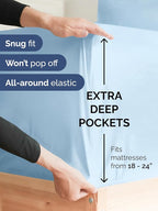 Extra Deep Cal King Sheet Set - 6 Piece Breathable and Cooling Sheets - Hotel Luxury Bed Sheets Set - Easy Fit - Soft, Wrinkle Free and Comfy Sheets Set - Light Blue Sheet Set with Extra Deep Pockets