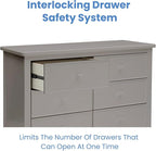 Delta Children Haven 6 Drawer Dresser with Interlocking Drawers - Greenguard Gold Certified, Grey
