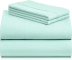 LuxClub 4 PC Sheet Set Bed Sheets Deep Pockets 16" Eco Friendly Wrinkle Free Cooling Machine Washable Hotel Bedding Silky Soft - Aquamarine Queen