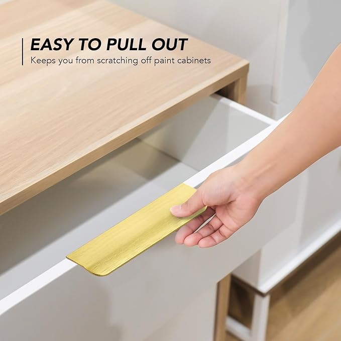 Ravinte Hardware 30 Pack Gold Cabinet Handles, 5 Inch (128mm) Finger Edge Pulls, 4 Inch Hole Center, Finger Pulls for Cabinets