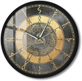 Triple Horn of Odin Decorative Wall Clock with Metal Frame, 12 Inch Viking Decor Nordic Sign Clock Scandinavic Mythology Celtic Rune Norse Pagan Clock Silent Movement Viking Gifts for Men