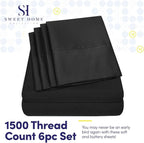 Full Size Bed Sheets - 6 Piece 1500 Supreme Collection Fine Brushed Microfiber Deep Pocket Full Sheet Set Bedding - 2 Extra Pillow Cases, Great Value, Full, Black