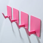 DELITON 4 Pack Hooks for Wall - Cute Kids Wall Hook Adhesive Coat Robe Towel Hooks for Bathrooms Kitchen Heavy Duty Stainless Steel, Pink