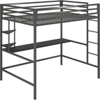 Novogratz Maxwell Metal Full Loft Bed with Desk & Shelves, Gray/Black