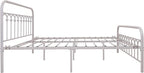 YALAXON Vintage Sturdy Queen Size Metal Bed Frame with Headboard and Footboard Basic Bed Frame No Box Spring Needed (Queen,White)