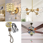 Ceiling Fan Light Switch Zing Ear ZE-109 Two-Wire With Pull Cords for Fans, Lamps and Wall Lights - Pull Chain Control Replacement On-Off, 2 Pcs Bronze