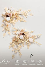 Ling's moment 2pcs Wedding Flowers Garland Artificial Floral Swag Arch Decorations Greenery Arrangements White & Beige Ceremony Reception Garden Easel Wall Entryway Outdoor Board(NOT Include Sign)