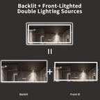 LOAAO 77X36 LED Bathroom Mirror with Lights, Anti-Fog, Dimmable, Backlit + Front Lit, Lighted Bathroom Vanity Mirror for Wall, Memory Function, Tempered Glass, ETL Listed