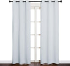 NICETOWN Room Darkening Curtain Panels for Bedroom, Easy-Care Solid Thermal Insulated Room Darkening Draperies/Drapes (Greyish White, 2 Panels, 34 by 84)