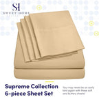 Full Size Bed Sheets - 6 Piece 1500 Supreme Collection Fine Brushed Microfiber Deep Pocket Full Sheet Set Bedding - 2 Extra Pillow Cases, Great Value, Full, Camel