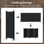 JAXPETY Room Divider 5 Panel Privacy Screen Wall Dividers for Room Separation Flexible Partition Folding Portable Room Partition for Office 145" W x 73" H, Black